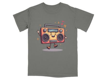 Happy Radio Speaker with Musical Notes Cute T-Shirt - IconVexa