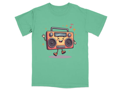 Happy Radio Speaker with Musical Notes Cute T-Shirt - IconVexa