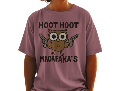 Hoot Hoot Madafakas Funny Owl With Guns Graphic T-Shirt - IconVexa