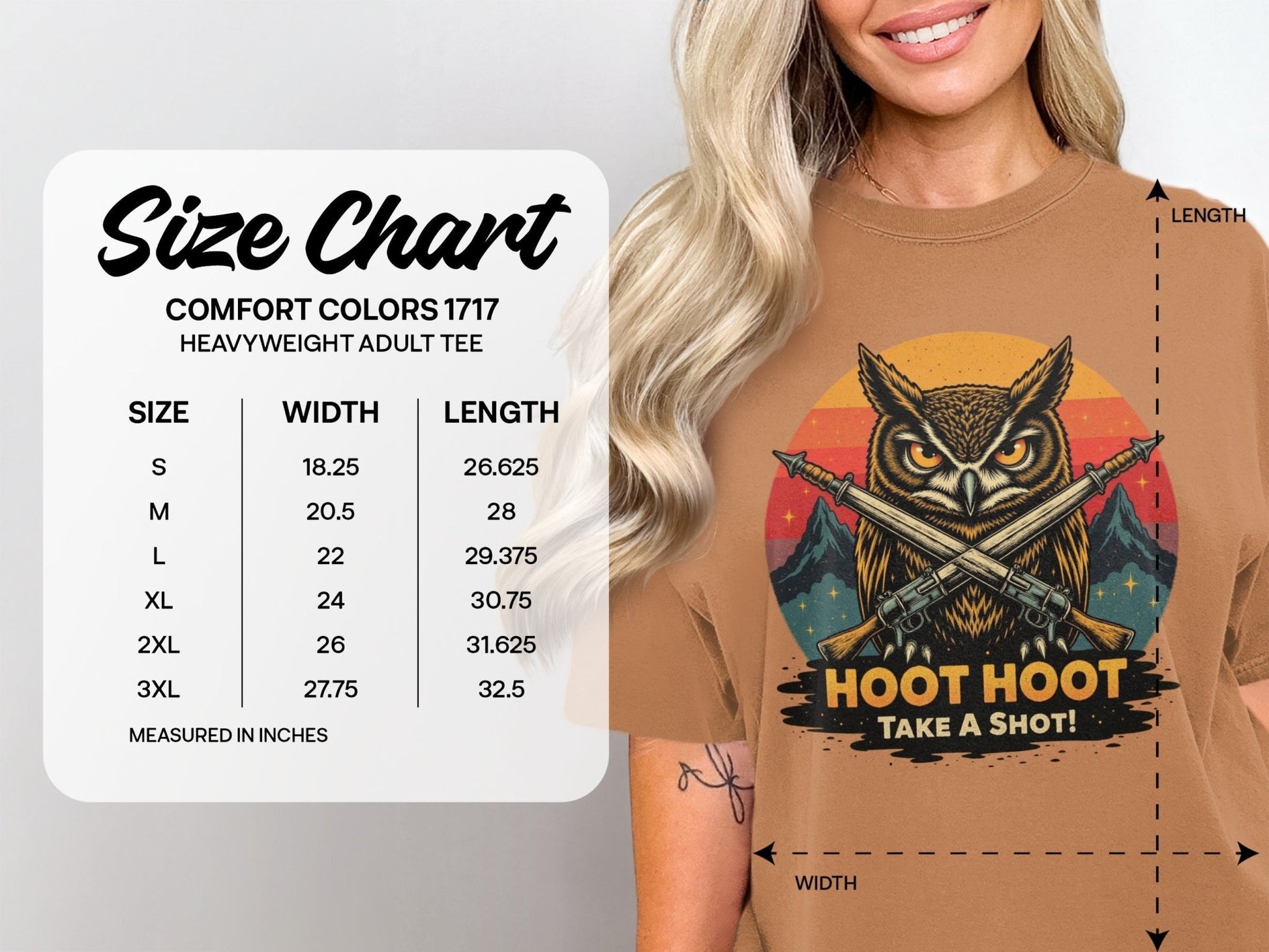Hoot Hoot Take A Shot T-Shirt, Owl Hunter Tee, Vintage Style, Gift For Owl Lovers, Cool Owl T-Shirt, Hunting Owl Shirt, Mountain Tee - IconVexa