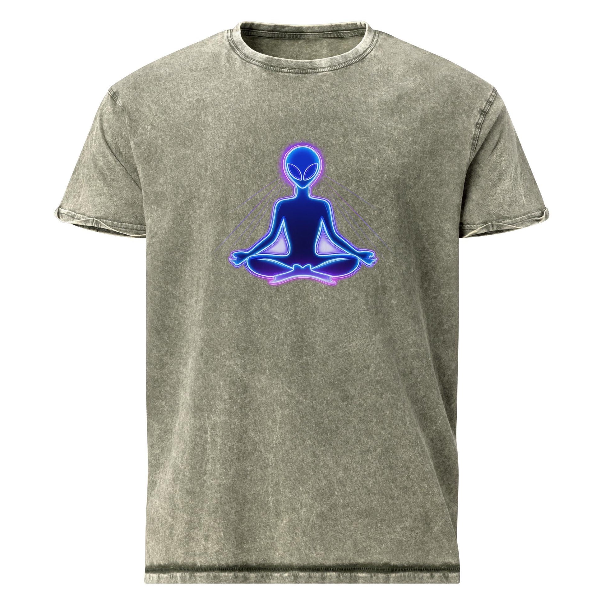 Meditating Alien Shirt | Spiritual Space Tee | Sci - Fi Mindfulness Graphic T-Shirt - IconVexa