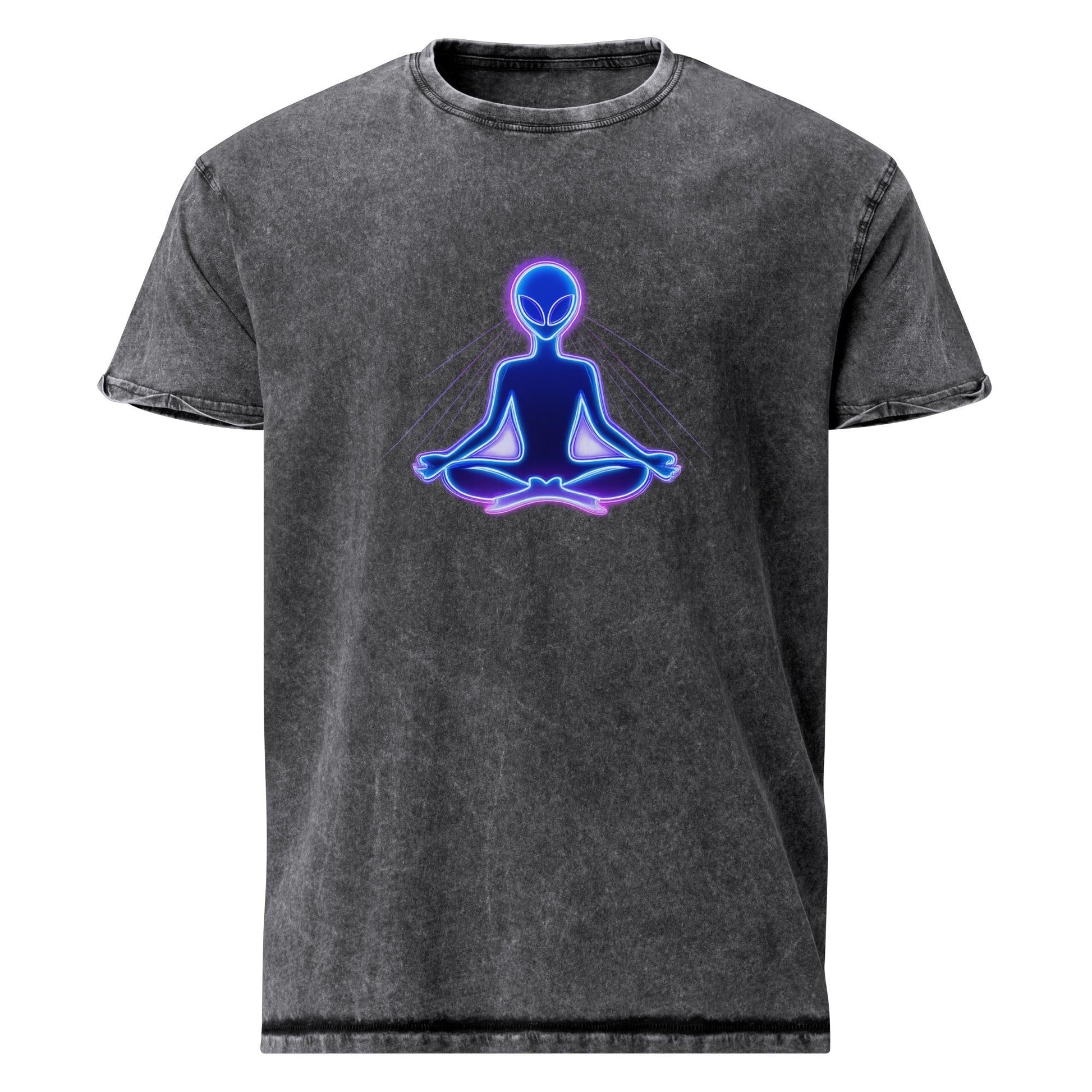 Meditating Alien Shirt | Spiritual Space Tee | Sci - Fi Mindfulness Graphic T-Shirt - IconVexa
