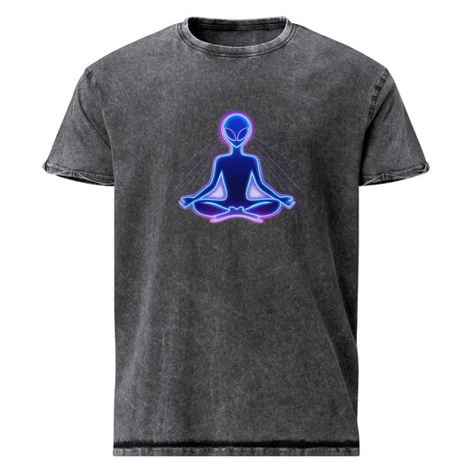 Meditating Alien Shirt | Spiritual Space Tee | Sci - Fi Mindfulness Graphic T-Shirt - IconVexa