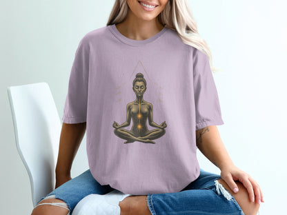 Meditating Woman In Nature Graphic Spiritual T-Shirt - IconVexa