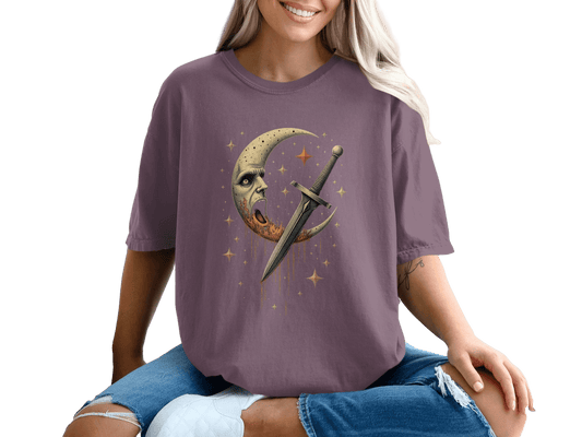 Moon and Sword Graphic Cool Design Adult Unisex T-Shirt - IconVexa