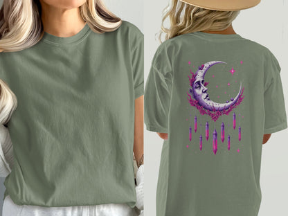 Moon Crystal Dreamcatcher Back Print Women's Black T-Shirt - IconVexa