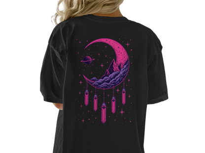 Moon Crystals T-Shirt, Dreamy Celestial Tee, Planet Graphic Shirt, Stylish T-Shirt, Trendy Shirt, Gift Idea, Comfortable T-Shirt - IconVexa