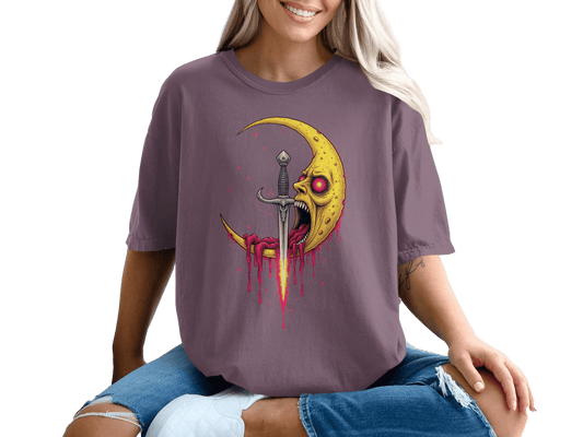 Moon With A Sword Funny Unique Graphic Style T-Shirt - IconVexa