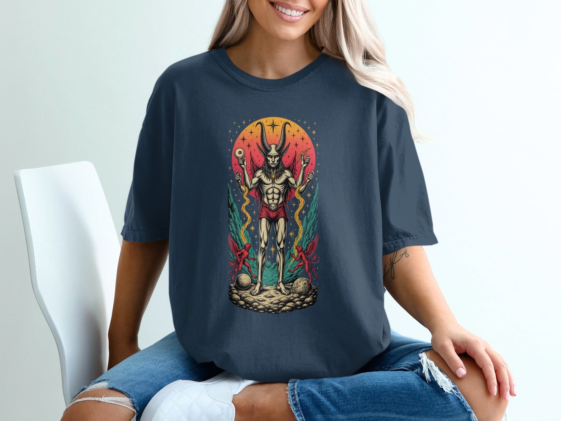 Mystic Demon Illustration Unique Graphic Design T-Shirt - IconVexa