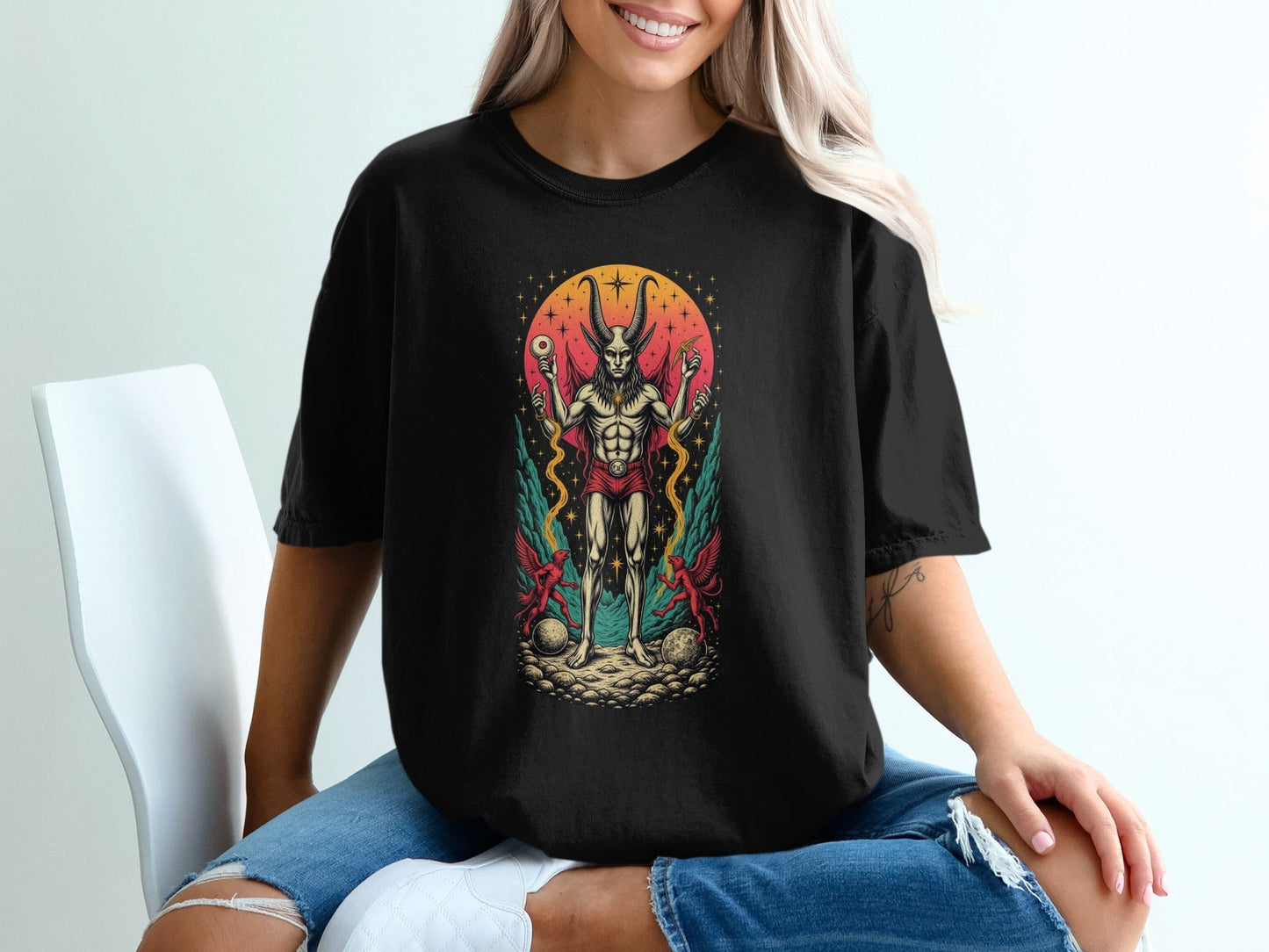 Mystic Demon Illustration Unique Graphic Design T-Shirt - IconVexa
