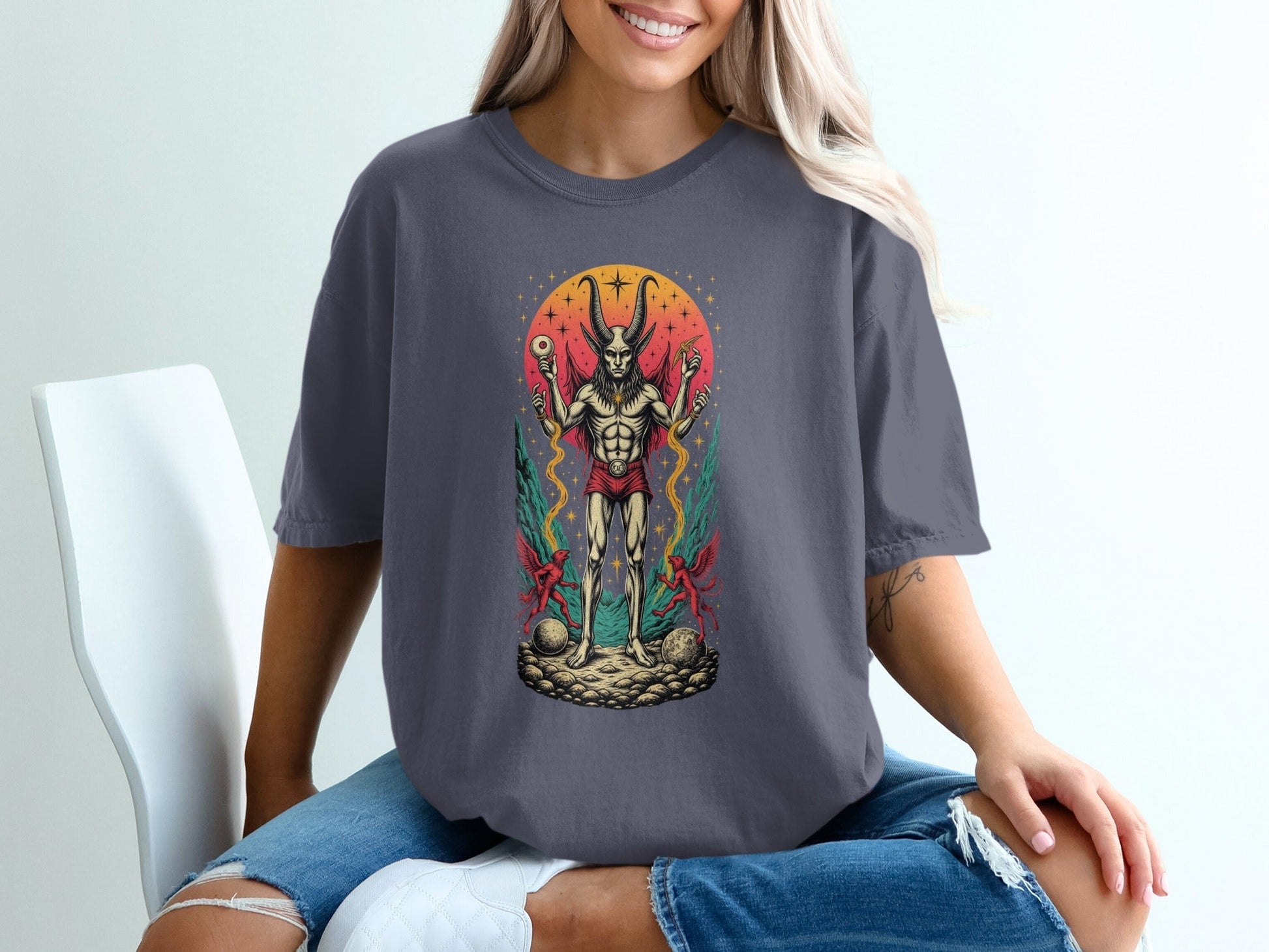 Mystic Demon Illustration Unique Graphic Design T-Shirt - IconVexa