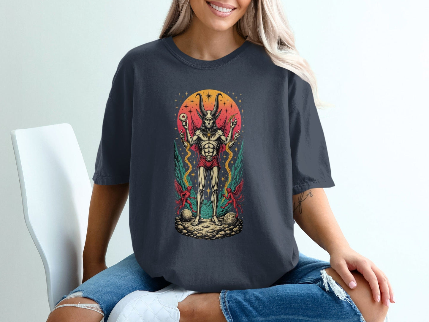 Mystic Demon Illustration Unique Graphic Design T-Shirt - IconVexa