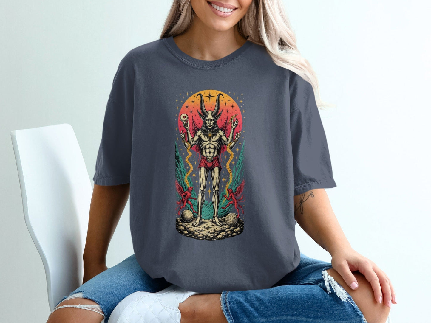 Mystic Demon Illustration Unique Graphic Design T-Shirt - IconVexa
