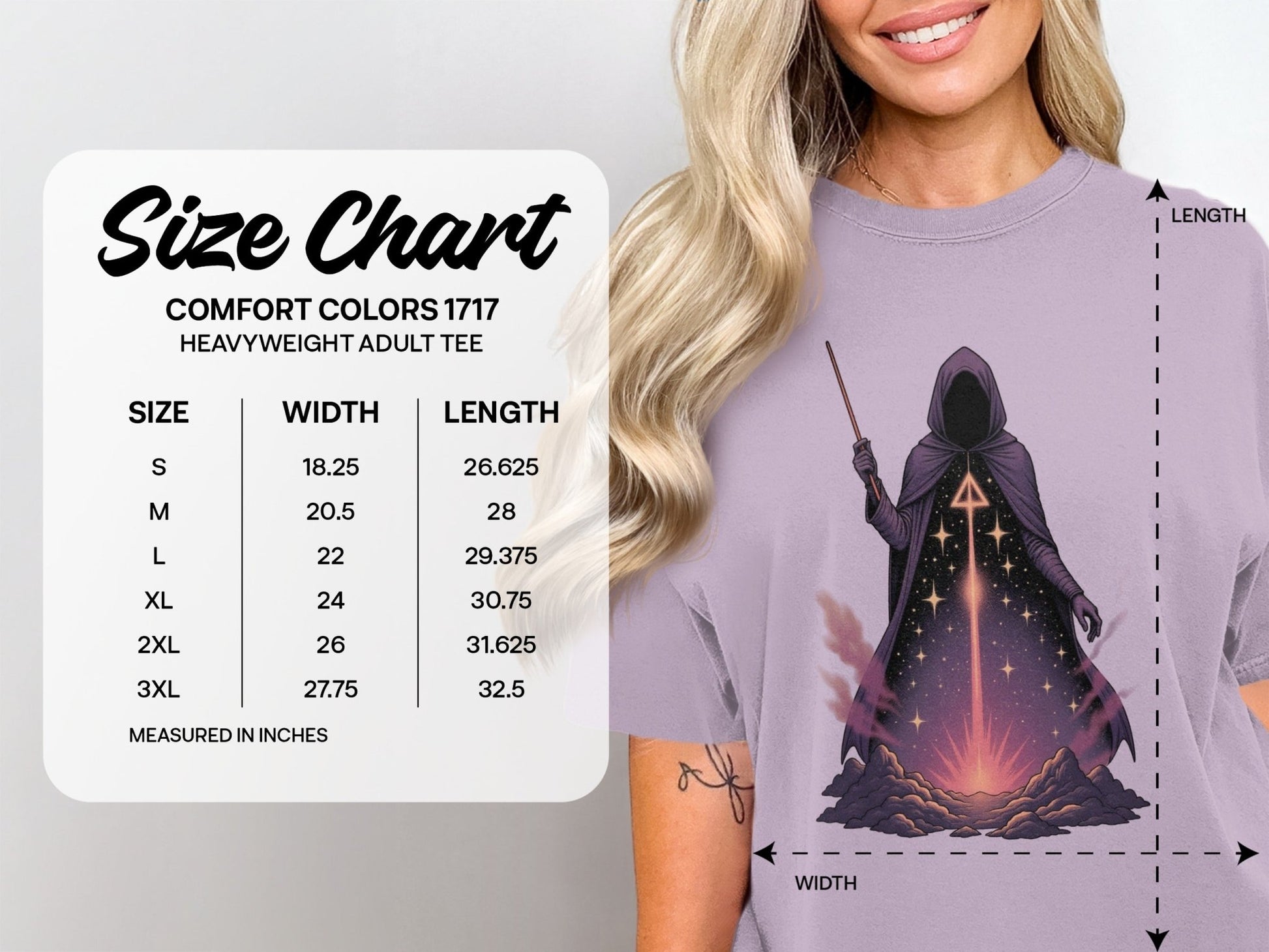 Mystic Mage T-Shirt, Occult Wizard Tee, Fantasy Magic Shirt, Witchcraft Apparel, Hooded Figure Design, Celestial Stars T-Shirt, Unisex - IconVexa
