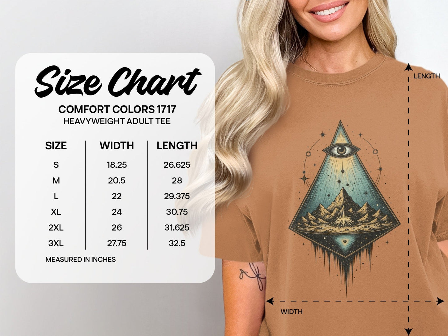 Mystical Eye Pyramid Nature Scene Graphic Artistic T-Shirt - IconVexa
