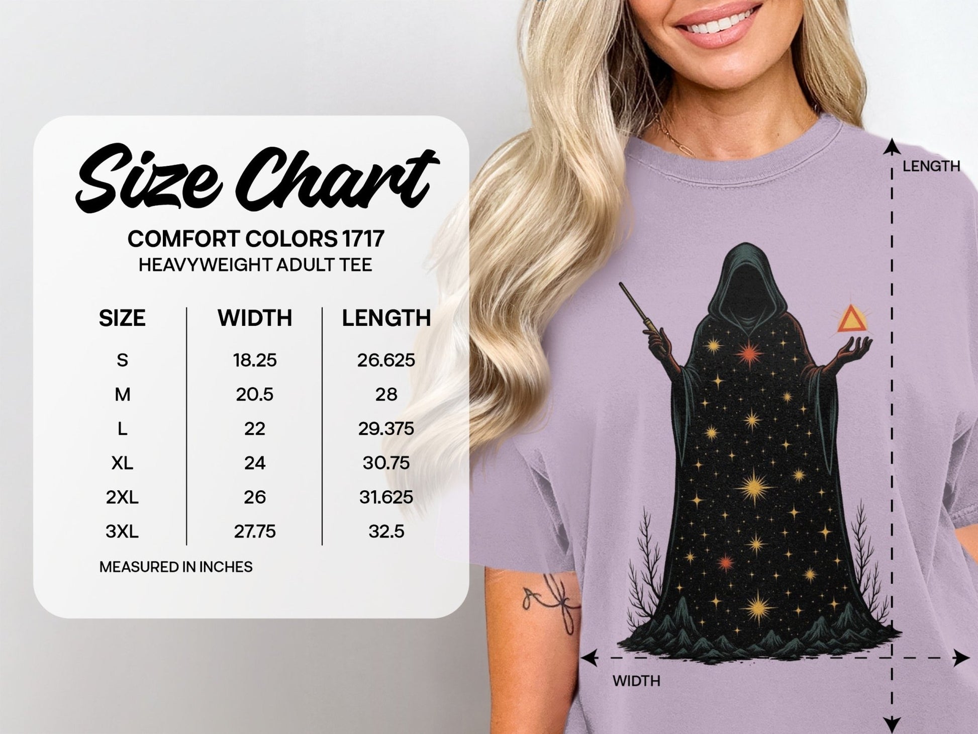 Mystical Wizard With Starry Robe Graphic Design T-Shirt - IconVexa