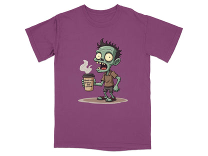 Need More Brains And Caffeine Funny Zombie T-Shirt Design T-Shirt - IconVexa