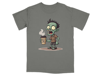 Need More Brains And Caffeine Funny Zombie T-Shirt Design T-Shirt - IconVexa