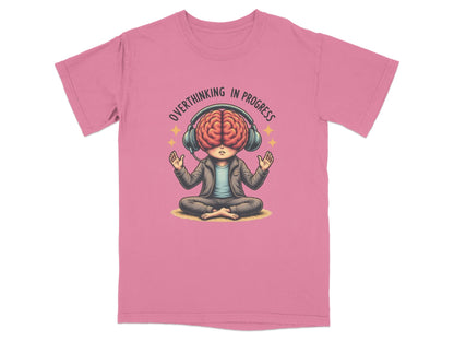 Overthinking in Progress Brain with Headphones Graphic T-Shirt - IconVexa