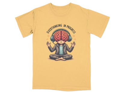 Overthinking in Progress Brain with Headphones Graphic T-Shirt - IconVexa