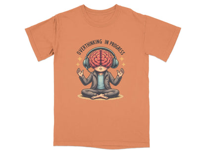 Overthinking in Progress Brain with Headphones Graphic T-Shirt - IconVexa