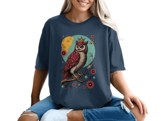 Owl On A Branch Moon T-Shirt For Those Who Love Nature T-Shirt - IconVexa