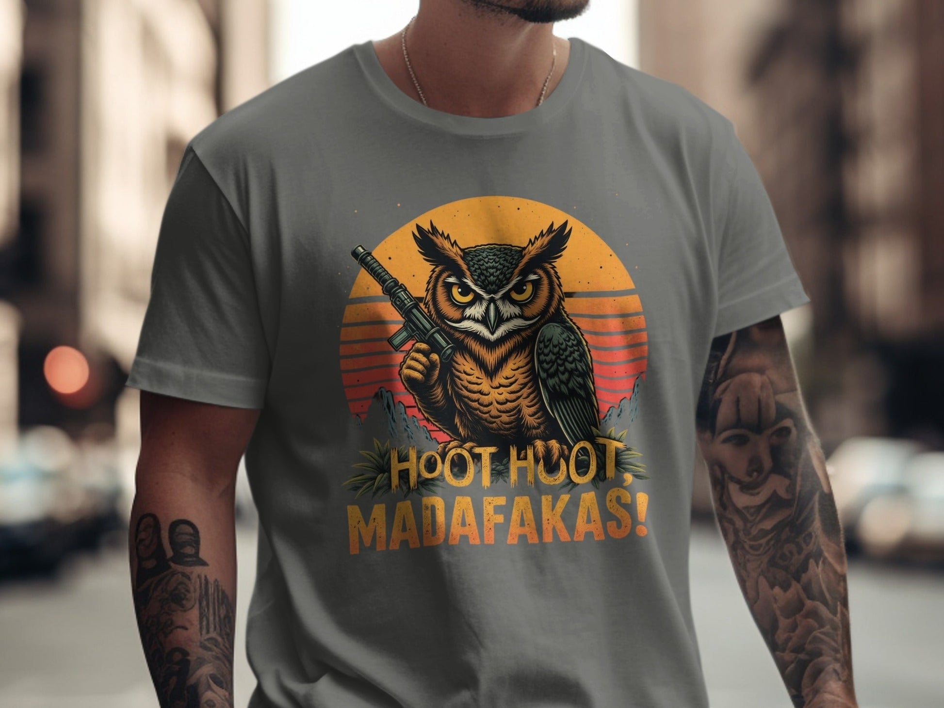 Owl T-Shirt, Hoot Hoot Madakafakas Tee, Funny Owl Shirt, Gun T-Shirt, Meme T-Shirt, Unique Owl Design Tee, Gift T-Shirt - IconVexa