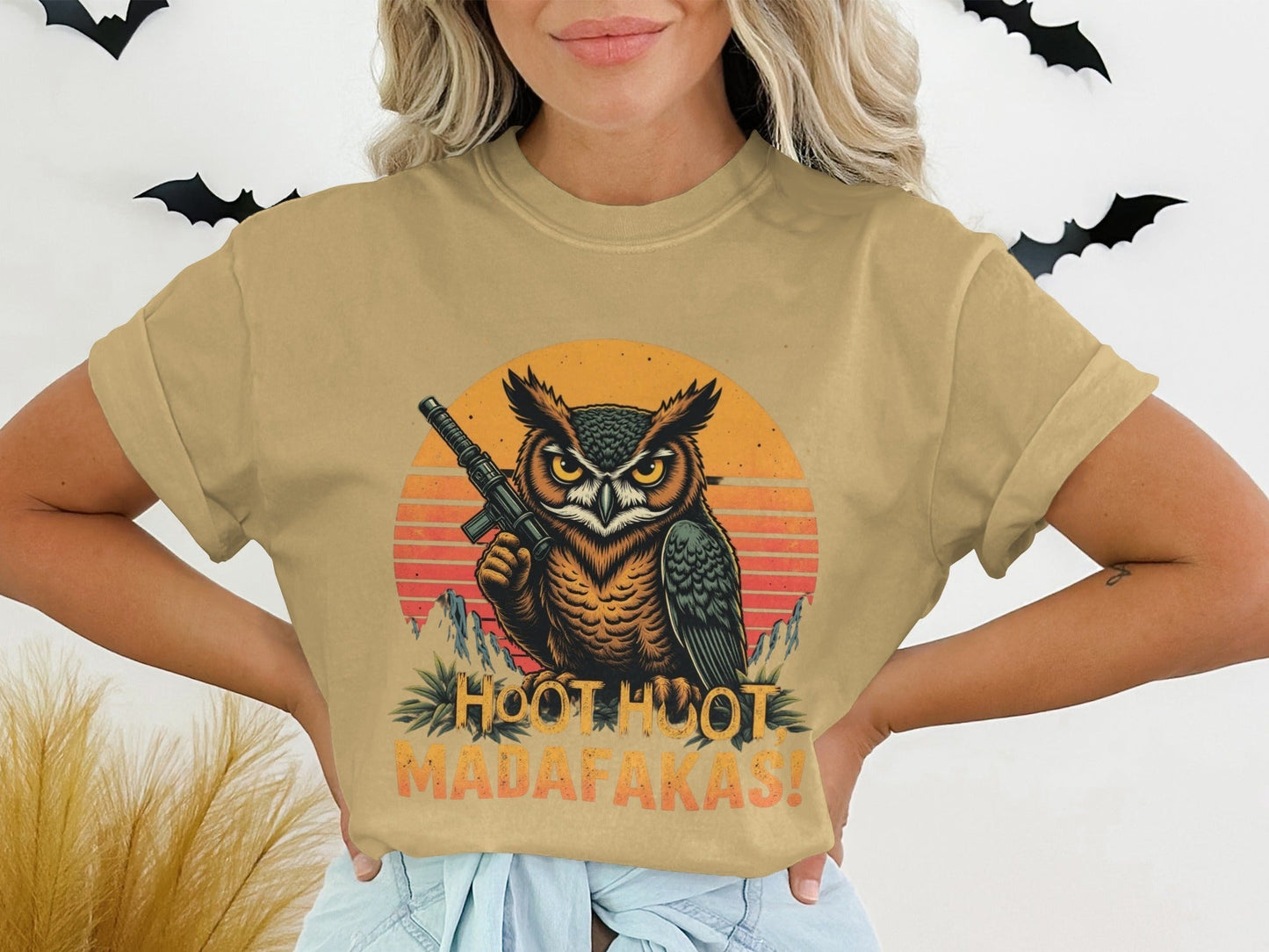 Owl T-Shirt, Hoot Hoot Madakafakas Tee, Funny Owl Shirt, Gun T-Shirt, Meme T-Shirt, Unique Owl Design Tee, Gift T-Shirt - IconVexa