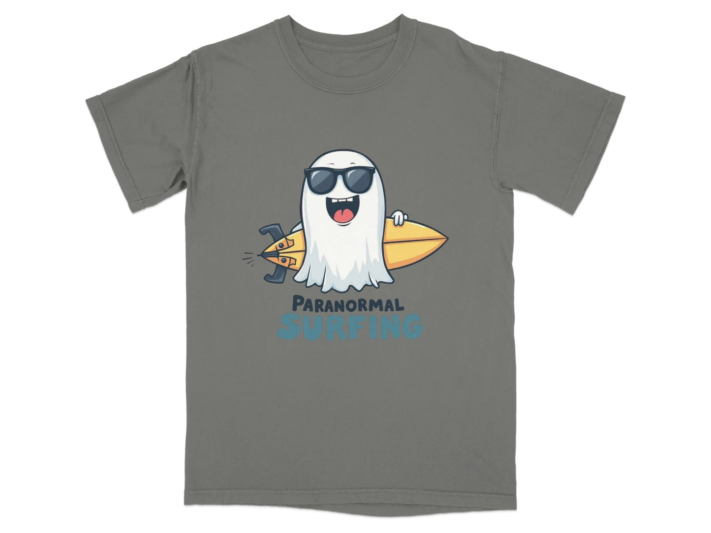 Paranormal Surfing Ghost Dude Novelty Graphic Tee Shirt - IconVexa