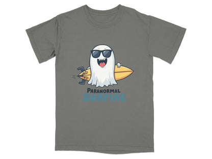 Paranormal Surfing Ghost Dude Novelty Graphic Tee Shirt - IconVexa
