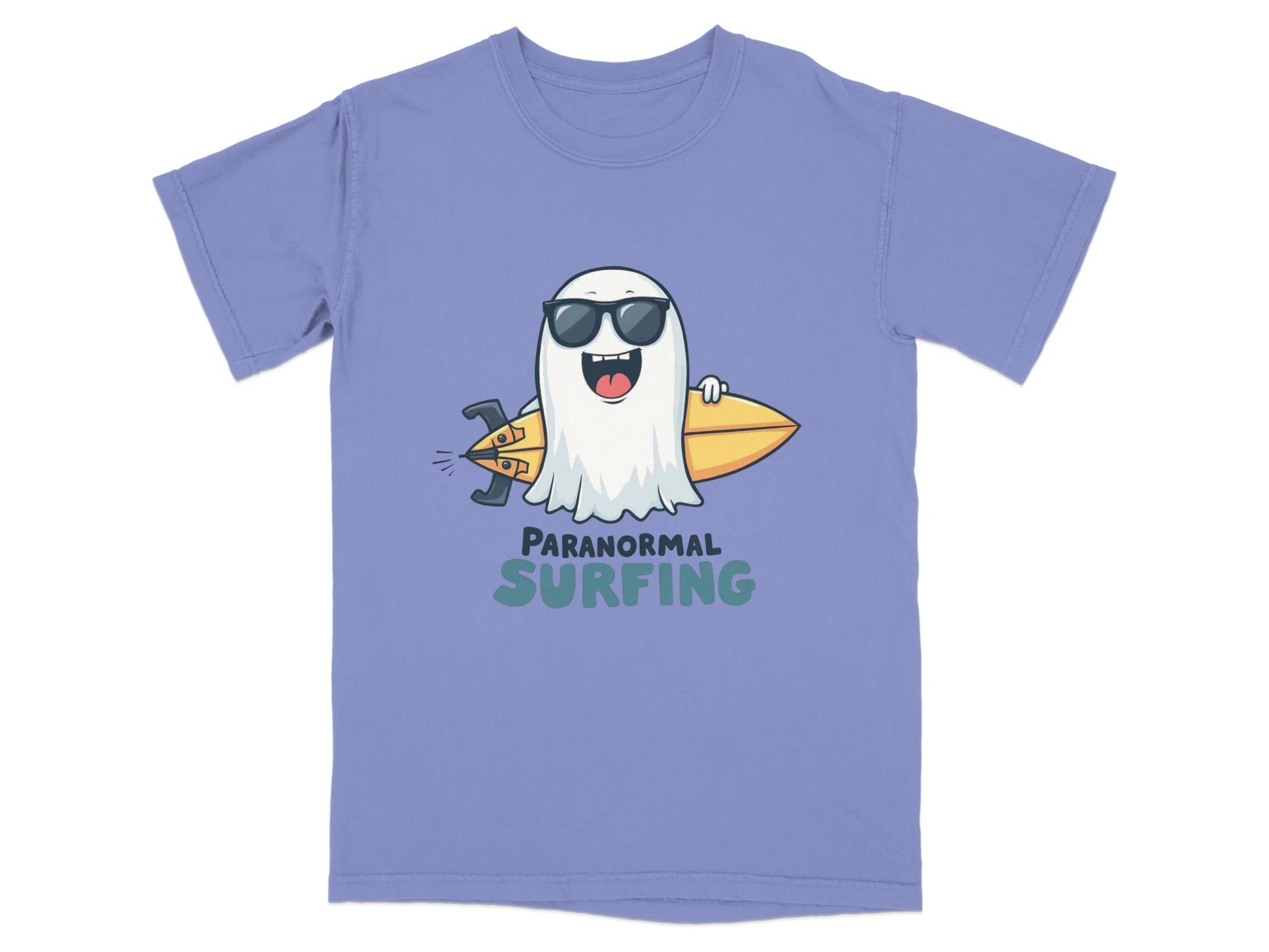 Paranormal Surfing Ghost Dude Novelty Graphic Tee Shirt - IconVexa
