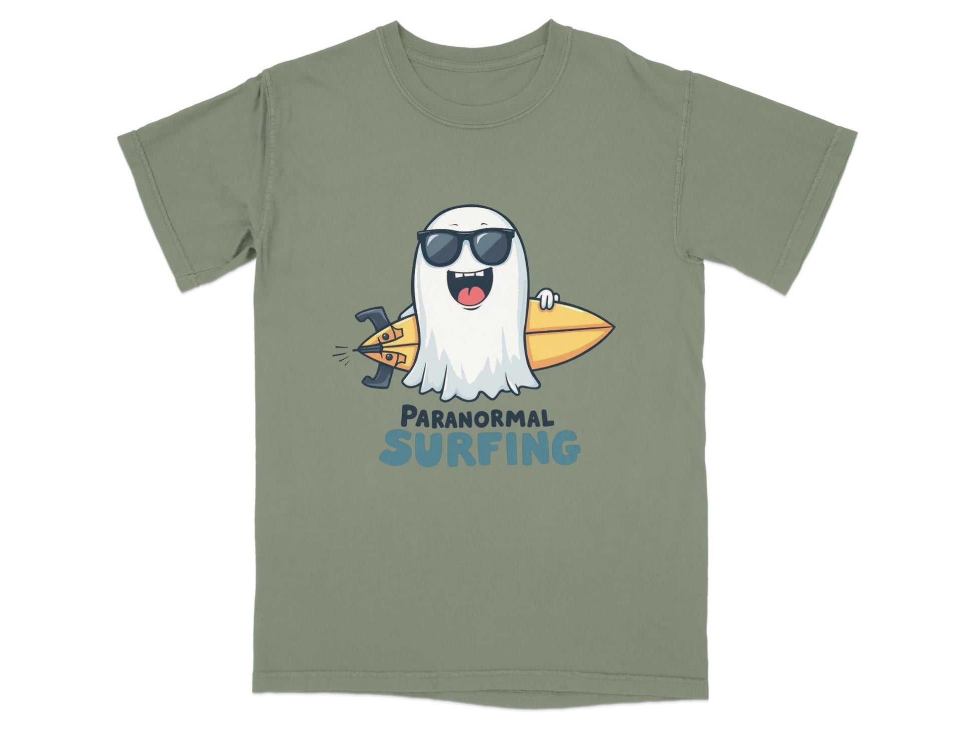 Paranormal Surfing Ghost Dude Novelty Graphic Tee Shirt - IconVexa