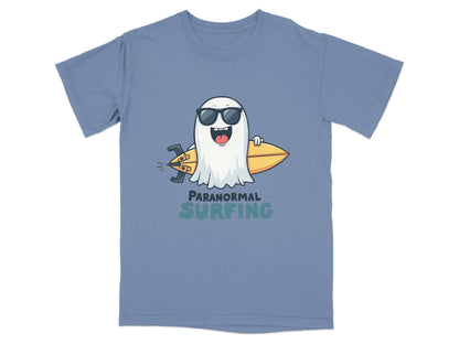 Paranormal Surfing Ghost Dude Novelty Graphic Tee Shirt - IconVexa