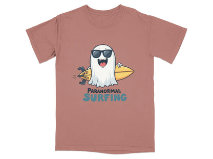 Paranormal Surfing Ghost Dude Novelty Graphic Tee Shirt - IconVexa