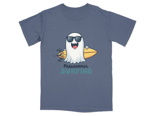 Paranormal Surfing Ghost Dude Novelty Graphic Tee Shirt - IconVexa