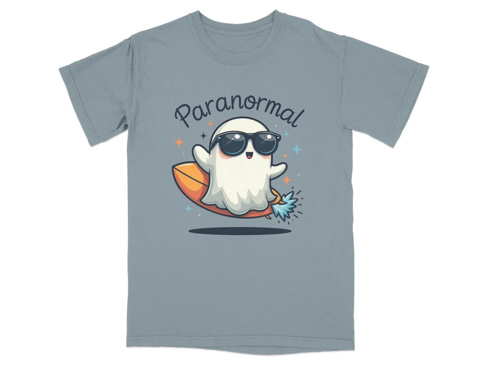 Paranormal Surfing Ghost With Sunglasses Graphic T-Shirt - IconVexa