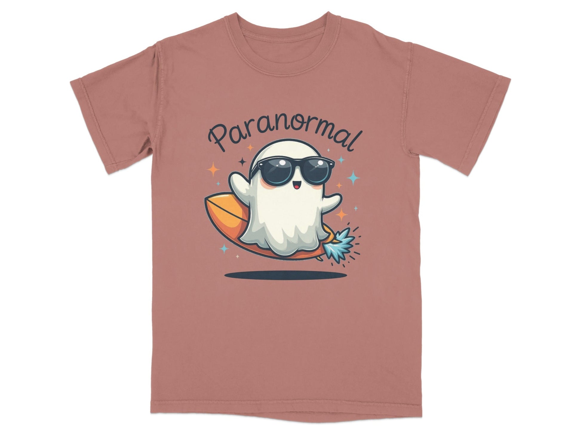 Paranormal Surfing Ghost With Sunglasses Graphic T-Shirt - IconVexa