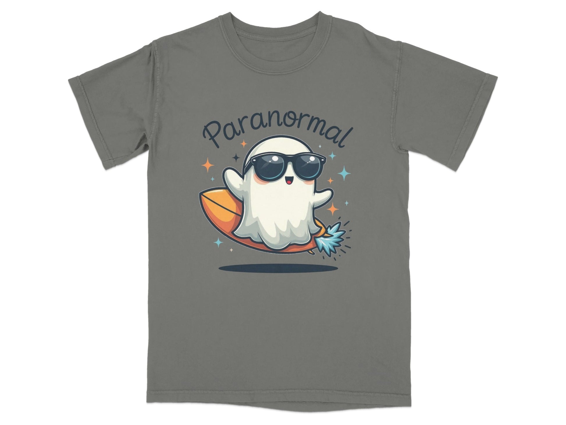 Paranormal Surfing Ghost With Sunglasses Graphic T-Shirt - IconVexa
