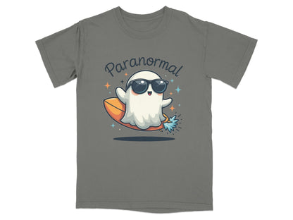 Paranormal Surfing Ghost With Sunglasses Graphic T-Shirt - IconVexa