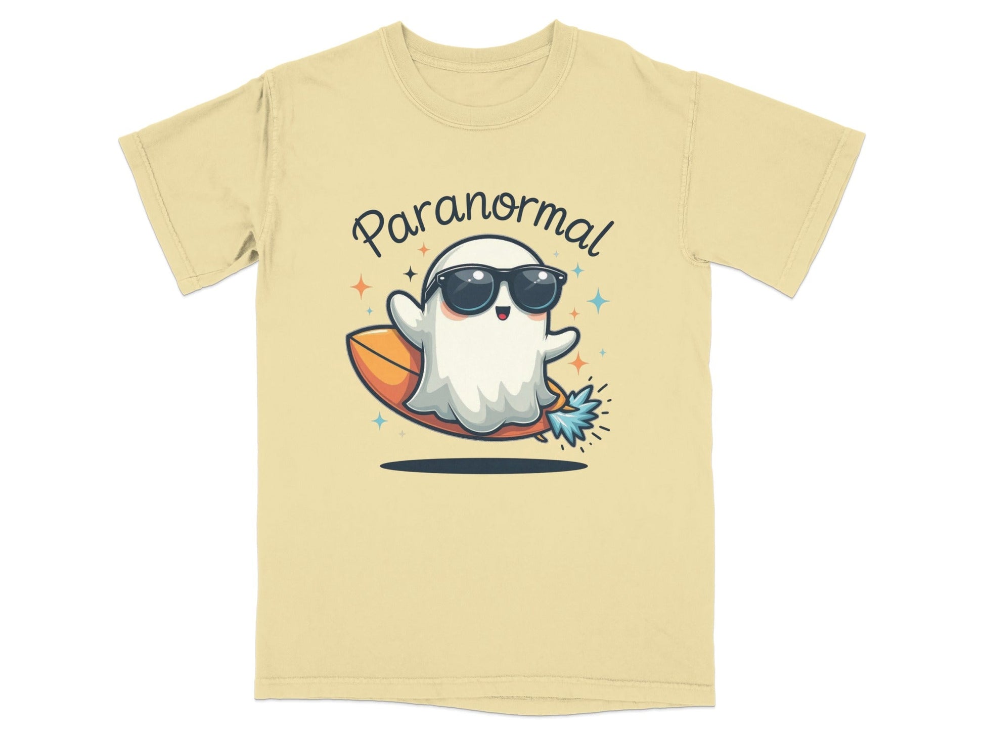 Paranormal Surfing Ghost With Sunglasses Graphic T-Shirt - IconVexa