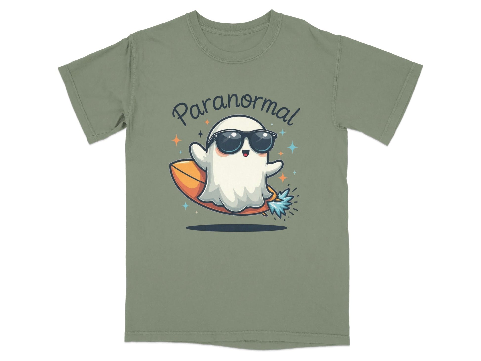 Paranormal Surfing Ghost With Sunglasses Graphic T-Shirt - IconVexa