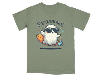 Paranormal Surfing Ghost With Sunglasses Graphic T-Shirt - IconVexa