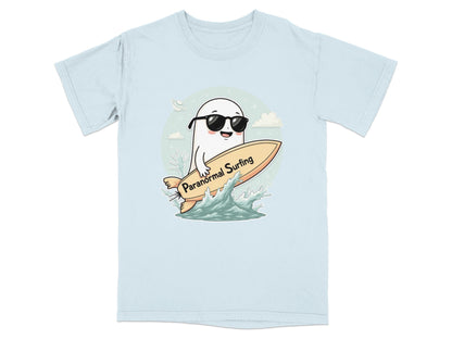 Paranormal Surfing Ghost with Sunglasses Graphic Tee Shirt - IconVexa