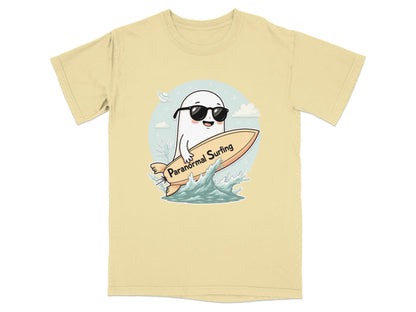 Paranormal Surfing Ghost with Sunglasses Graphic Tee Shirt - IconVexa