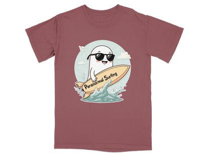 Paranormal Surfing Ghost with Sunglasses Graphic Tee Shirt - IconVexa