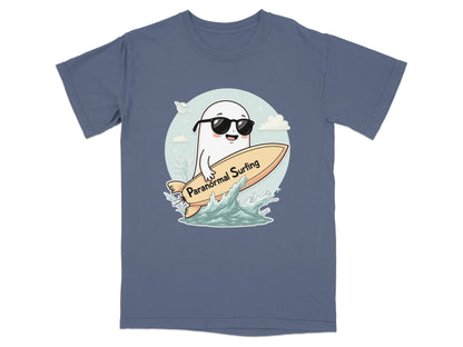 Paranormal Surfing Ghost with Sunglasses Graphic Tee Shirt - IconVexa