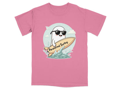 Paranormal Surfing Ghost with Sunglasses Graphic Tee Shirt - IconVexa