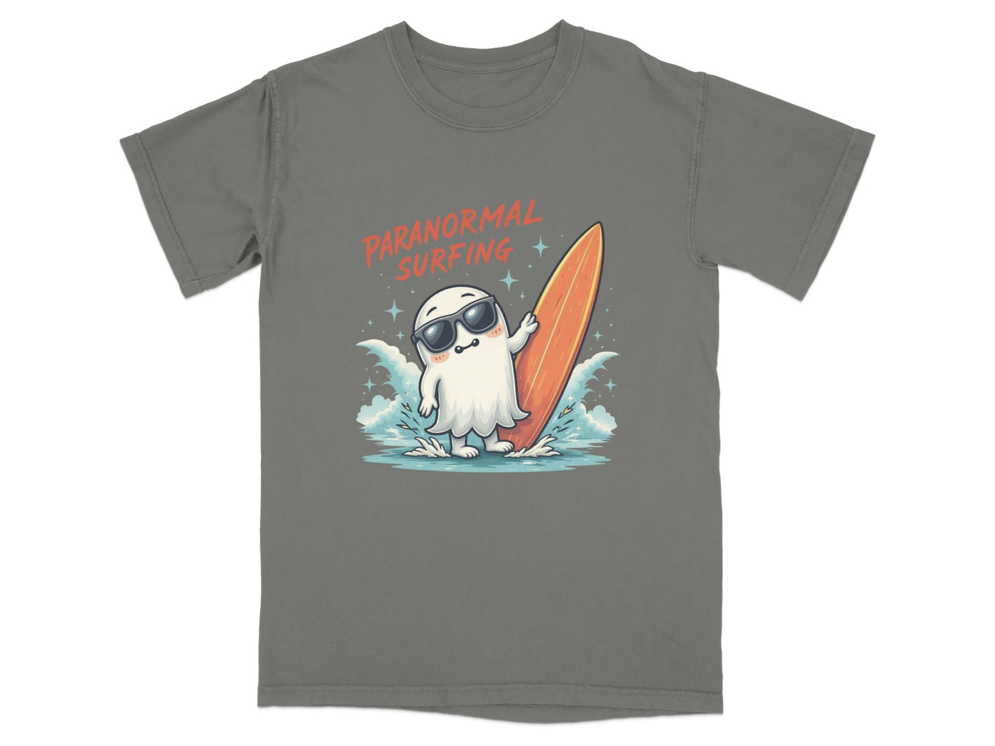 Paranormal Surfing Ghost With Surfboard Fun Summer T-Shirt - IconVexa
