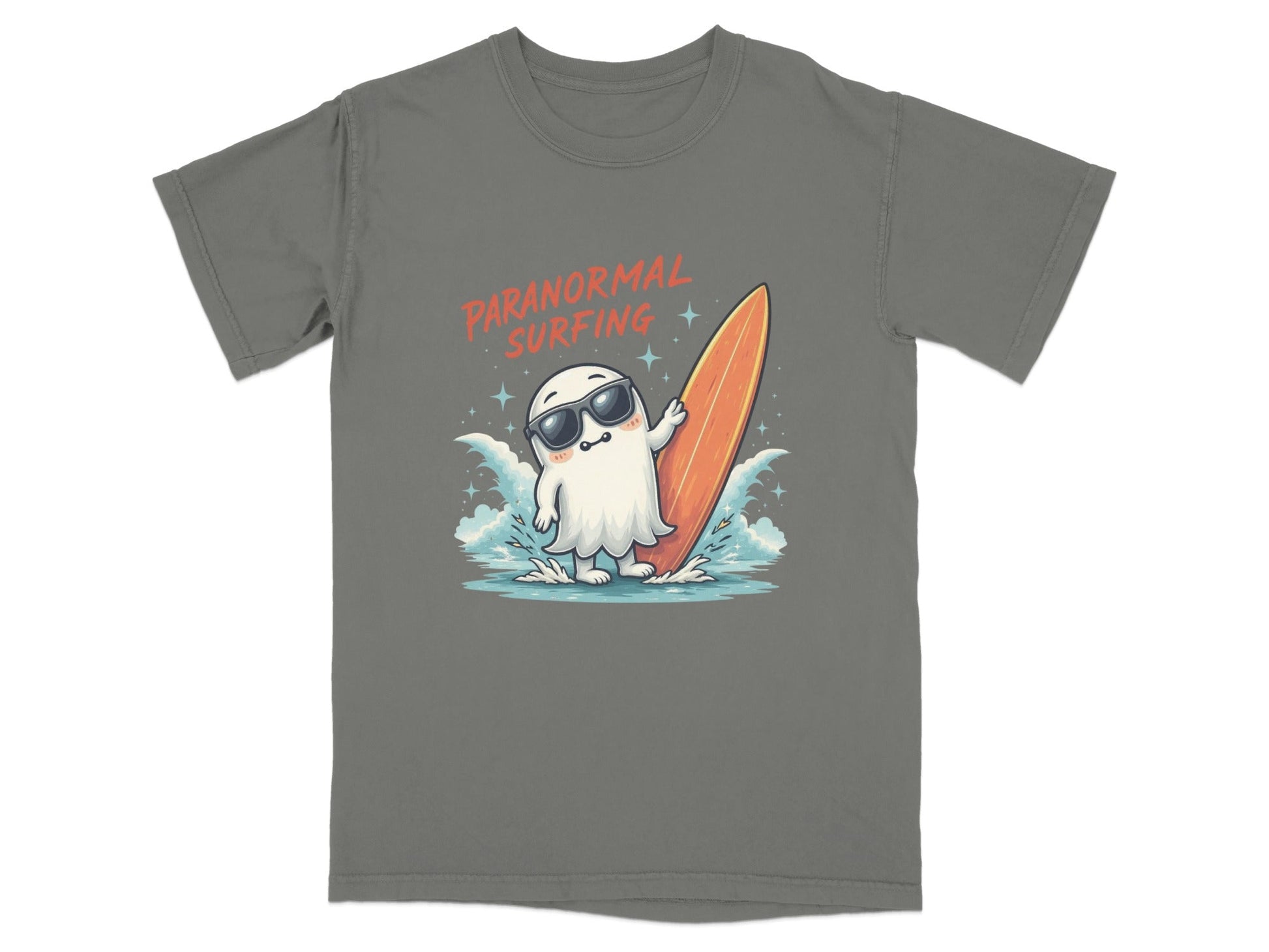 Paranormal Surfing Ghost With Surfboard Fun Summer T-Shirt - IconVexa