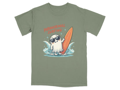 Paranormal Surfing Ghost With Surfboard Fun Summer T-Shirt - IconVexa